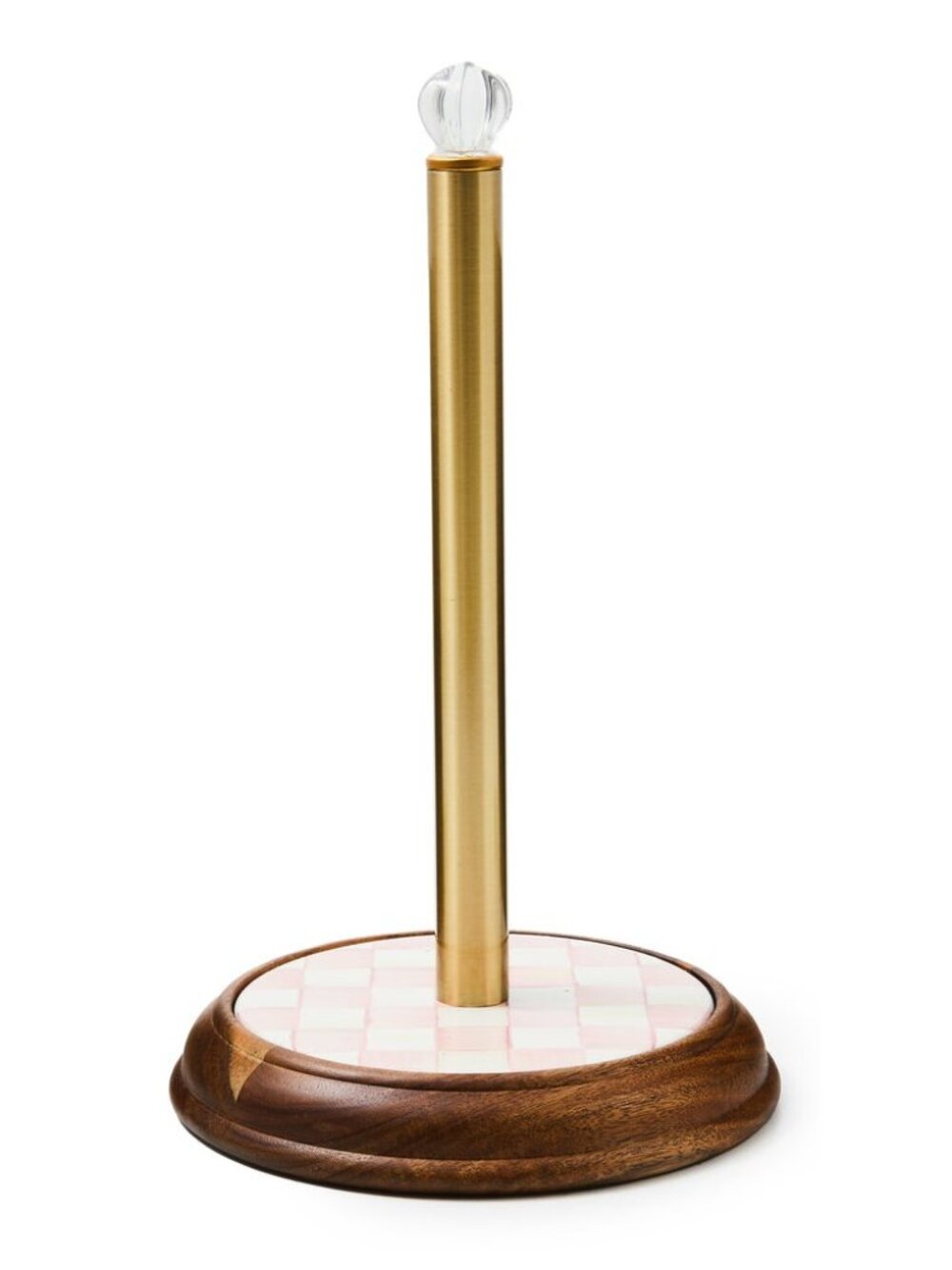 MacKenzie-Childs NEW Rosy Check - Wood Paper Towel Holder
